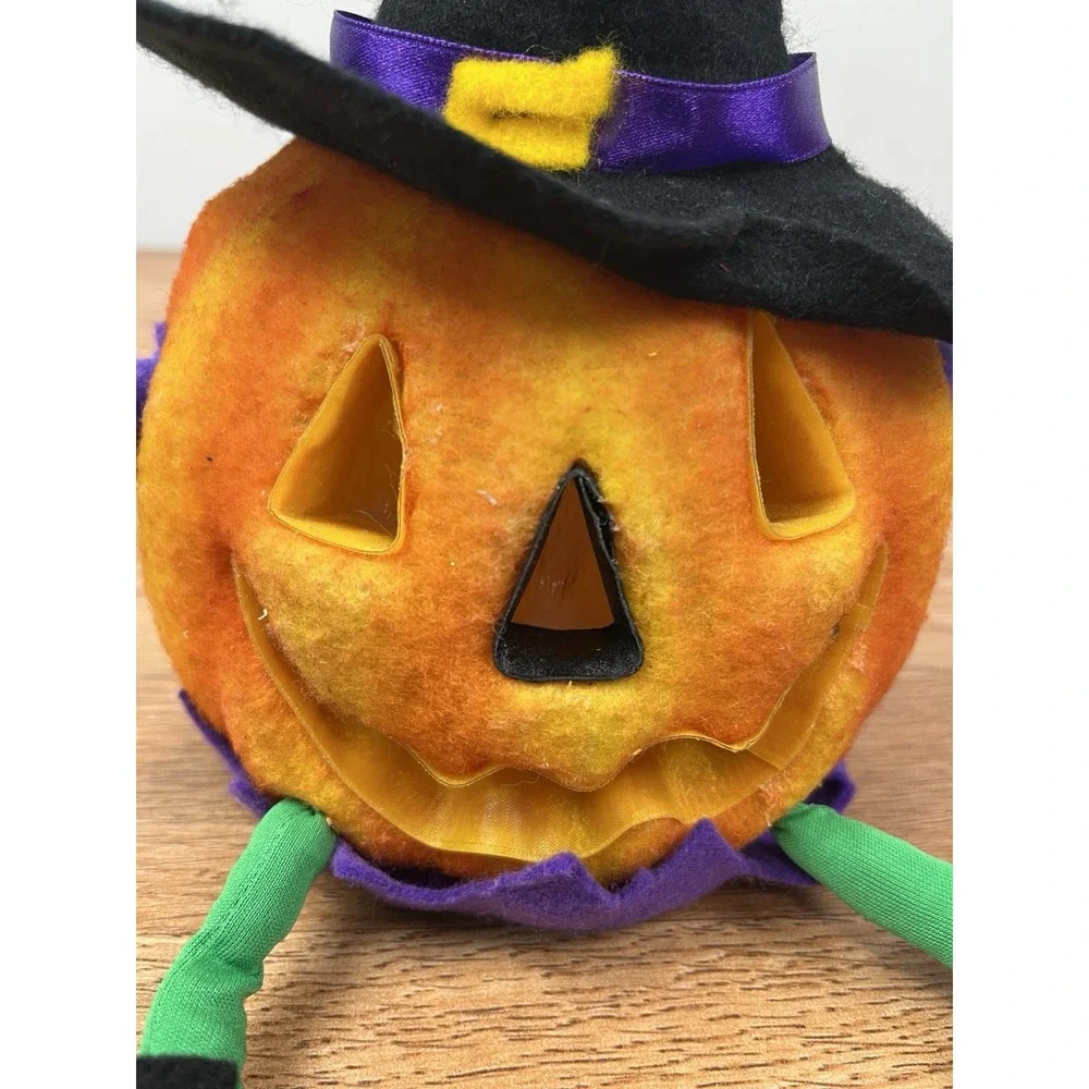 Vintage Fiber Optics Light Up Jack O Lantern Pumpkin Witch Halloween